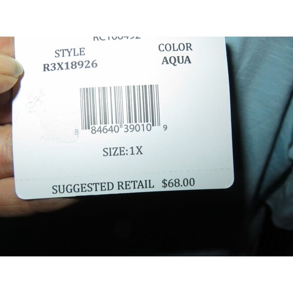 BOGO RXB Woman Light Pastel Blue Floral Embossed 3/4 ruffle Sleeve Flowy top 1X - Picture 6 of 9